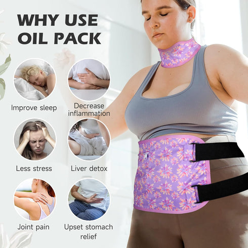 Pack 2 Packs Plus Size Castor Oil Pcs Castor Oil Wrap Organic Cotton Reusable Kit Organic Cold Pressed Unrefined Castor
