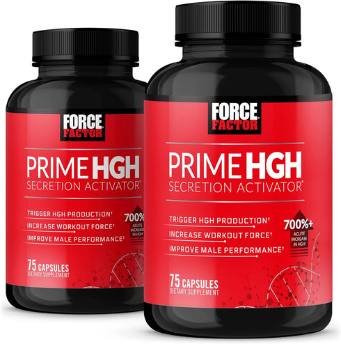 FORCE FACTOR Prime HGH Secretion Activator, 2-Pack HGH Supplement for Men, 150 Capsules to Improve Performance