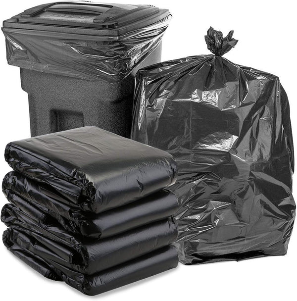 65 Gallon Trash Bags, 25 Pack, Extra-Large Black Heavy Duty Trash Can Liners for Indoor and Outdoor Use