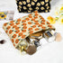 2 Pieces Large Corduroy Makeup Bag, Orange Black Flower Cosmetic Bag, Cute Aesthetic Travel Toiletry Organizer for Women