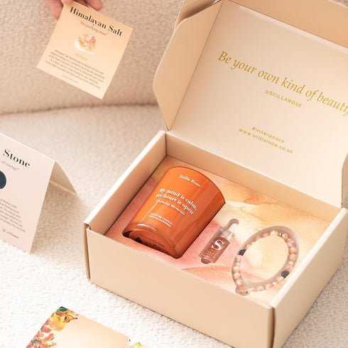Set, for Mom Aromatherapy Bracelet & Crystal Candle Luxury Relaxation Pamper Gift Box from Daughter, Son or Husband