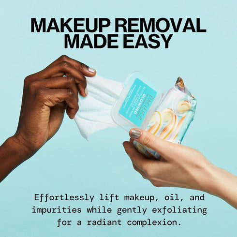 Pacifica Makeup Remover Face Wipes, Daily Cleansing & Exfoliating Towelettes, Biodegradable, 30 Count