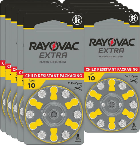 Rayovac Extra Hearing aid Batteries Size 10. Long-Lasting Mercury-Free zinc-air Hearing aid Batteries
