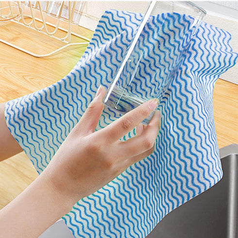 Disposable Cleaning Cloths for Kitchen - Multi-use Dish Towels, 50 Count, Blue Cleaning Rags