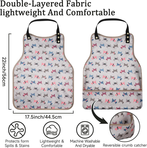 Set 3 of Reusable Waterproof Adult Bibs for Women - Senior Clothing Protectors