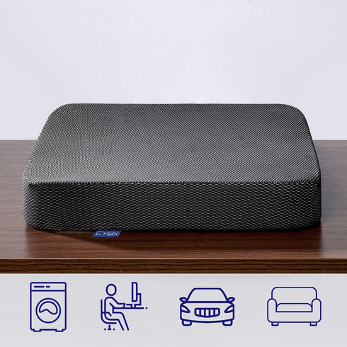 CYLEN Ifoam Gel Infused Memory Foam Wheelchair Cushion - Seat Cushion for Wheelchair, Office Chair, Pain Relief (Black)