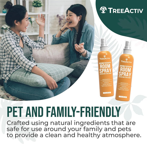 TreeActiv Aromatherapy Room Spray, 4 oz, Natural Citrus Air Freshener, Essential Oil Odor Eliminator