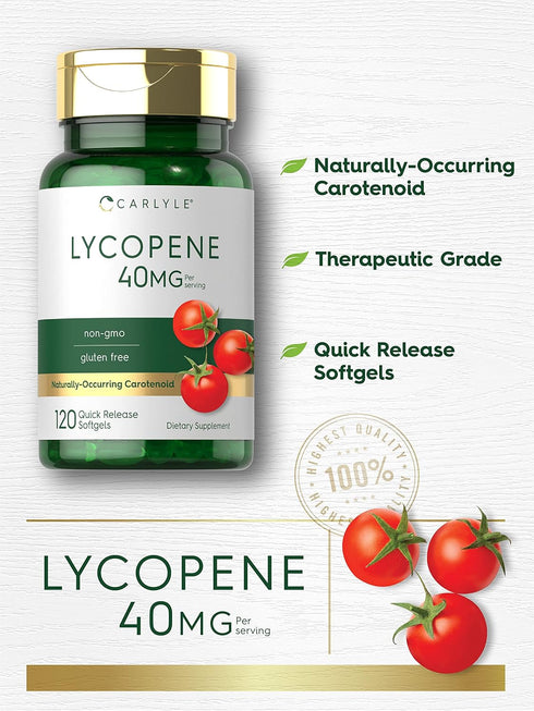 Carlyle Lycopene 40mg - 120 Softgels, Naturally-Occurring Carotenoid, Non-GMO & Gluten Free Supplement