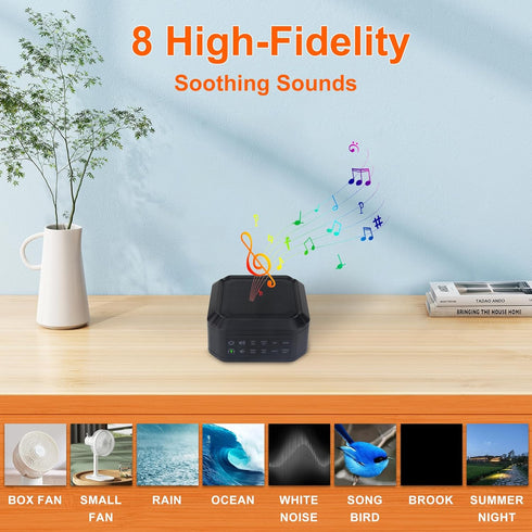 White Noise Machine, Sleep Sound Machine with 8 Natural Soothing Sounds, Volume Control & 3 Timers Setting, Memory Function Sound Machine for Baby Kids Adults & Home Office Travel
