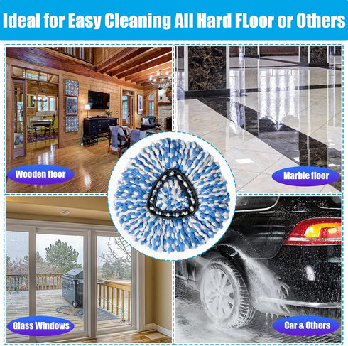8 Pack Mop Replacement Heads, 100% Microfiber Spin Mop Refill Head for RinseClean 2-Tank System, Floor Cleaning.