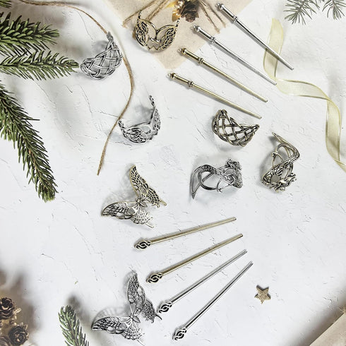 Viking Metal Hair Clips, 8-Pack Vintage Hair Sticks For Buns Silver Gold Hair Charms Retro Celtic Hair Pins, Viking Hair Accessories for Women Mother’s Day Gift