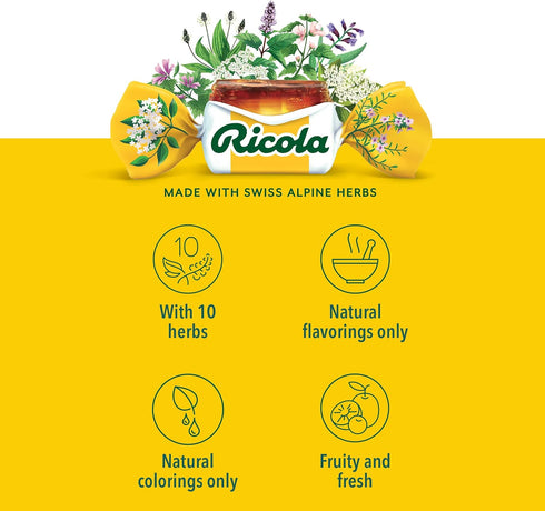 Ricola Berry Medley Throat Drops, 45 Count, Delicious Throat Relief & Care, Naturally Flavored Oral Anesthetic