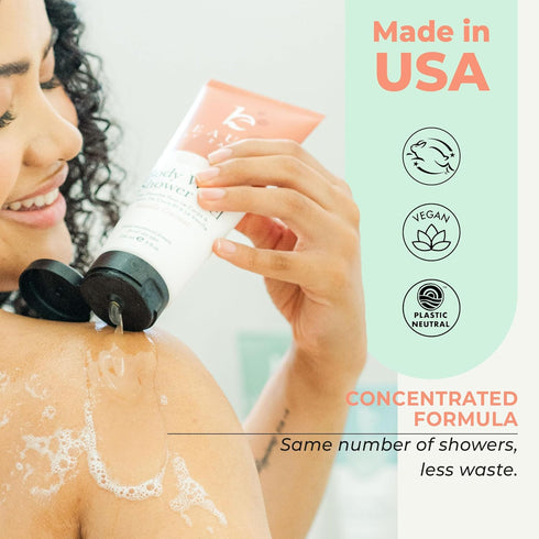 Vanilla Coconut Natural Shower Gel Body Wash - Organic Ingredients, Gentle Daily Wash for Sensitive Skin