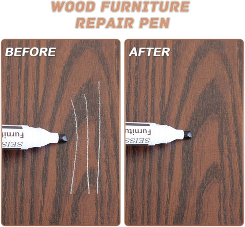 SEISSO Touch Up Furniture Markers - 17 Piece Kit, Scratch Repair Markers, Wax Sticks, Sharpener for Wood