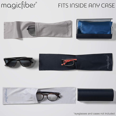 MagicFiber Eyeglass Cleaning Cloth Case, 4 Pack Soft, Works as Glasses Cleaner & Pouch for Men & Women