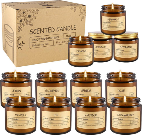TLNFHRPI 12 3.05oz, Pcs Scented Candles with Added Natural Essential Oils, Suitable for Various Festivals, Parties