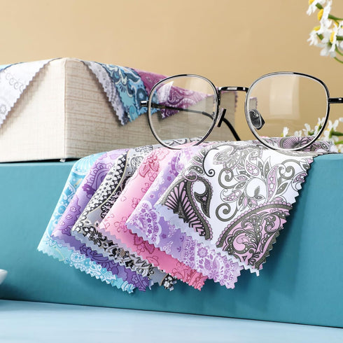 20 Pcs Microfiber Cleaning Cloth, Cute Paisley Waves Design for Eyeglasses, Camera Lens, 6 x 6 Inches