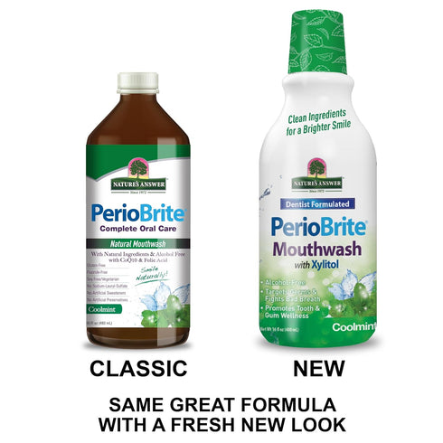 Nature's Answer Periobrite Cool Mint All-Natural Mouthwash 16oz (2 Pack) - Promotes Healthy Teeth & Gums