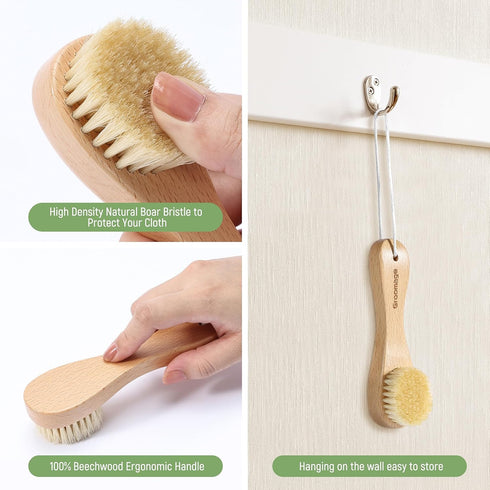 Laundry Stain Brush, Natural Boar Bristle Laundry Cleaning Brush for Stains on Clothes, Perfect for Shoes, Cleaning and