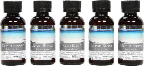 Aromatherapy Set of 5 Hosley Premium Ocean Breeze Warming Oils, 1.86 Fluid Ounce Each, Ideal Gift for Spa Settings