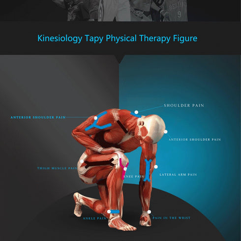 Kinesiology Therapeutic Tape for Athletic Sports Recovery - Pain Relief, Strong Adhesion, Waterproof, Original Cotton,