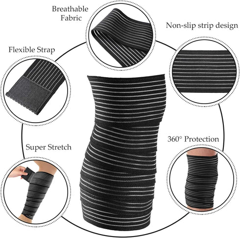 Syhood Sports(2 Pieces,71 Inches) Compression Bandage Wraps for Leg, Elastic Calf Compression Sleeve Ankle Support
