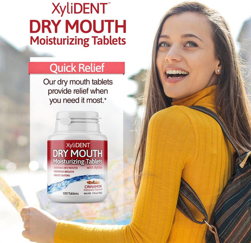 Nature's Stance XyliDENT Xylitol Tablets for Dry Mouth Relief, Freshens Breath, 100 Count (Cinnamon)