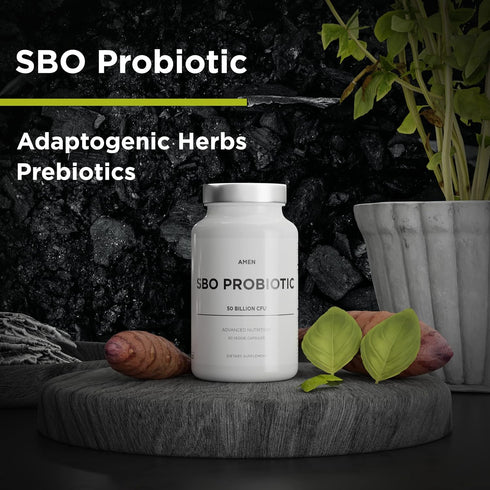 Amen Probiotics Supplement, SBO Probiotic and Organic Prebiotics, 50 Billion CFUs, 60 Capsules, Vegan & Non-GMO