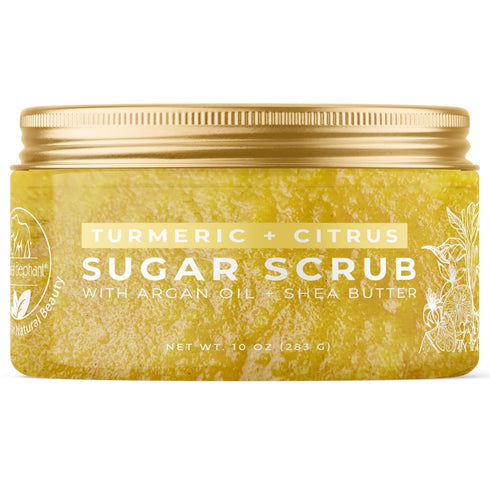 Natural Elephant Turmeric & Citrus Exfoliating Sugar Scrub, 10 oz with Argan Oil and Shea Butter