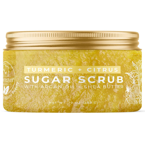 Natural Elephant Turmeric & Citrus Exfoliating Sugar Scrub, 10 oz with Argan Oil and Shea Butter