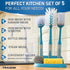 Set 5 Dish Brush of with Convenient Holder, Bottle Water Brush, Dish Scrub Brush, Scrubber Brush and Straw Brush