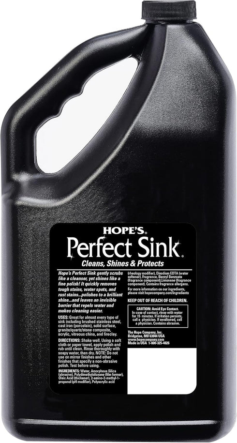 HOPE'S Perfect Sink Cleaner and Polish, Restorative, Water-Repellant, Removes Stains, Ideal for Brushed Stainless
