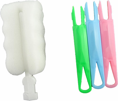 Honbay Pack of 3 Bottle Brushes, Dismountable Long Handle Bottle Cleaning Sponge, Baby Bottle Cleaner Brush, Nipple Brush, Glass Jar Mug Kitchen Washing Cleaning Tools