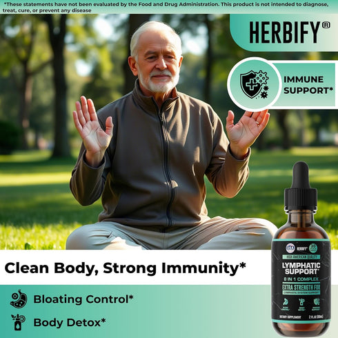 Immune 30 2 Oz HERBIFY Lymphatic Drainage Drops for Liver Detox & Support - Lymph System Support Drops - Detox Cleanse