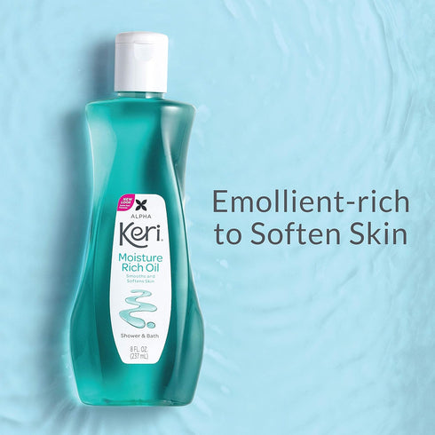 Keri Moisture Rich Shower Bath Oil, Clear, 8 Ounce