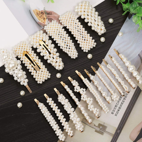 laxizar 18 Pcs Pearl Hair Clips, Large Hair Clips Barrette for Women Girls Fashion Hair Accessories