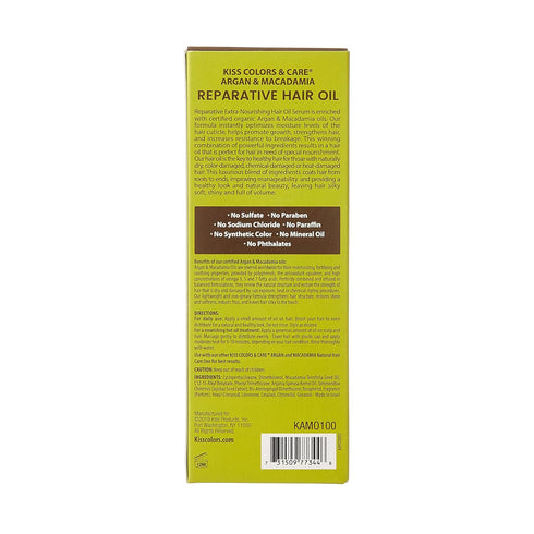 KISS Argan & Macadamia Reparative Hair Oil Serum, 100mL (3.38 US fl.oz.)