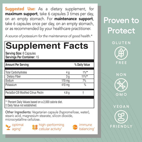 PectaSol Modified Citrus Pectin – 90 Capsules for Total-Body Health and Immune Support