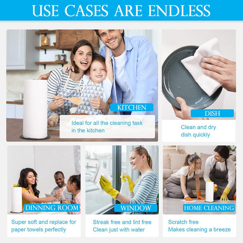 Poyday 50Pack 12x12In Reusable Paper Towels Washable Roll: Paperless Towels Tear Away Absorbent Cloth Paper Towels