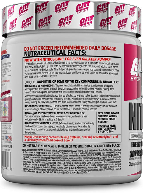 GAT SPORT Nitraflex Advanced Pre-Workout Powder, Boosts Strength & Energy, Creatine-Free (Fruit Punch, 30 Servings)
