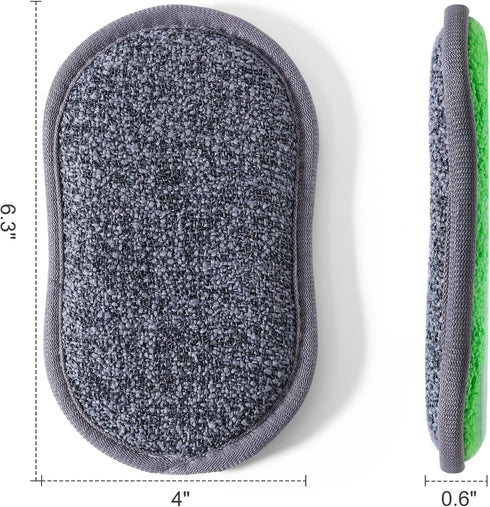 6 Pack Multi-Purpose Kitchen Sponges, Dual-Sided Microfiber Dish Scrubbers, Durable Reusable Cleaning Sponges