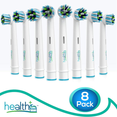 Compatible Oral B Braun Criss-Cross Replacement Heads for Electric Toothbrushes, 8-Pack