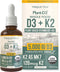 Organic Plant D3 + K2 (5000 iu D3) - 100% Organic & Plant-Based Sublingual D3 Drops (1oz)