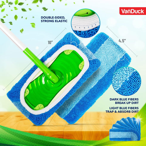 Reusable Pet Heavy Duty Mop Pads, Compatible with Swiffer Sweeper Mops (6-Pack), Washable Microfiber for Wet & Dry Use
