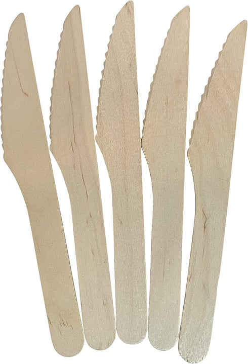 KingSeal Disposable Wood Cutlery Knife, FSC Certified, Biodegradable, 6.5 Inch Length - 100 Count