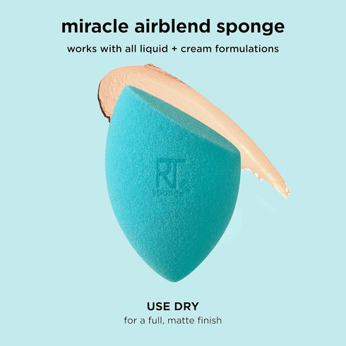 Real Techniques Miracle Airblend Sponge, Matte Makeup Blending Sponge for Liquid, Cream, & Powder Products