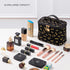 Large Black Cosmetic Bag, Travel Makeup Organizer with Zipper and Handle for Women