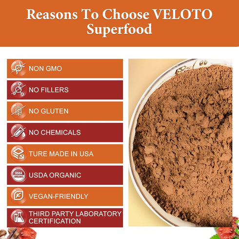 VELOTO Blend,10 1 10oz Organic Mega Mushroom Powder in Complex Mushroom Extract Powder Herbal Supplement with Reishi