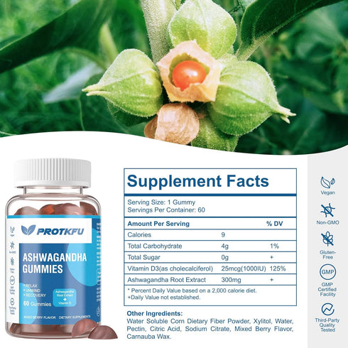 2 Pack Ashwagandha Gummies & Vitamin D Gummies Organic Aswangdha Supplement for Improve Sleep, Stress Relief & Mood Calm (Non-GMO, Gluten-Free & Sugar Free)
