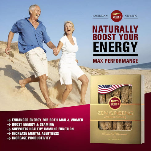 Large Short American Wisconsin Ginseng Root (4oz) for Performance & Mental Health
